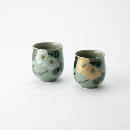 Gold and Silver Camellia Kutani Japanese Teapot Set